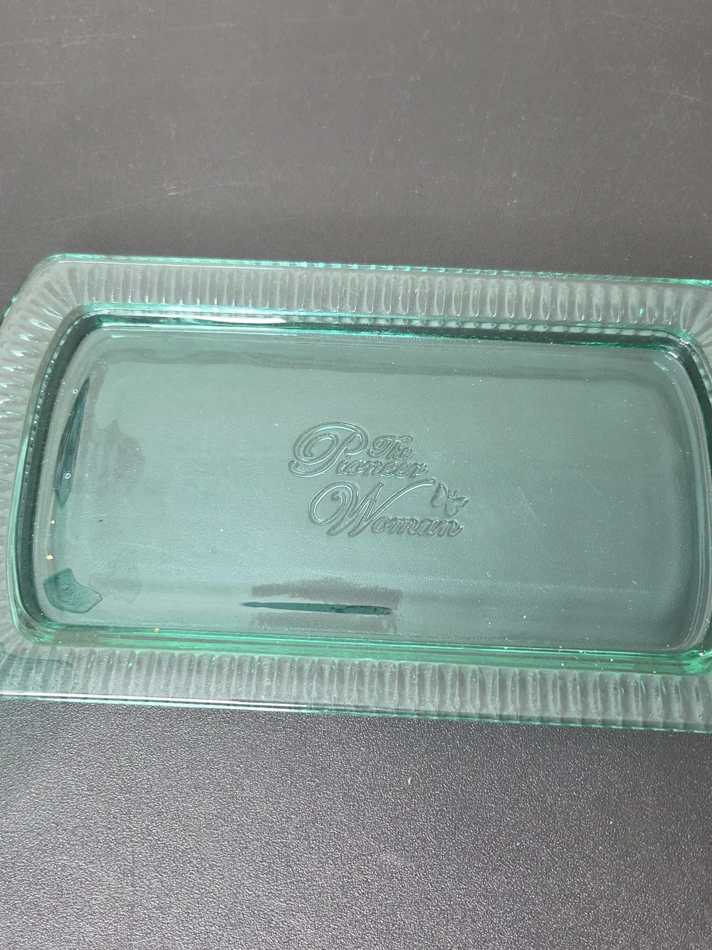 Pioneer Woman Adeline Glass Butter Dish In Teal